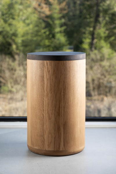 Round side table with removable coffee shell top